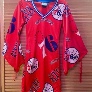 Vintage Hardwood Classics NBA Philadelphia 76ers AOP Jersey Dress Women’s Small